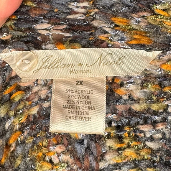 VTG Chunky Wool Jillian Nicole Knit One Button Cardigan Sweater - Picture 4 of 15